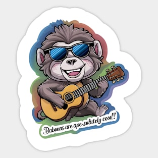 Funky Baboon Shredding Strings Sticker